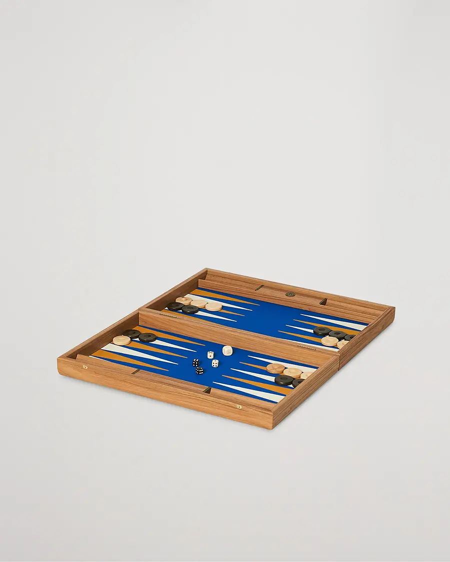 Manopoulos Walnut Royal Blue Large Backgammon