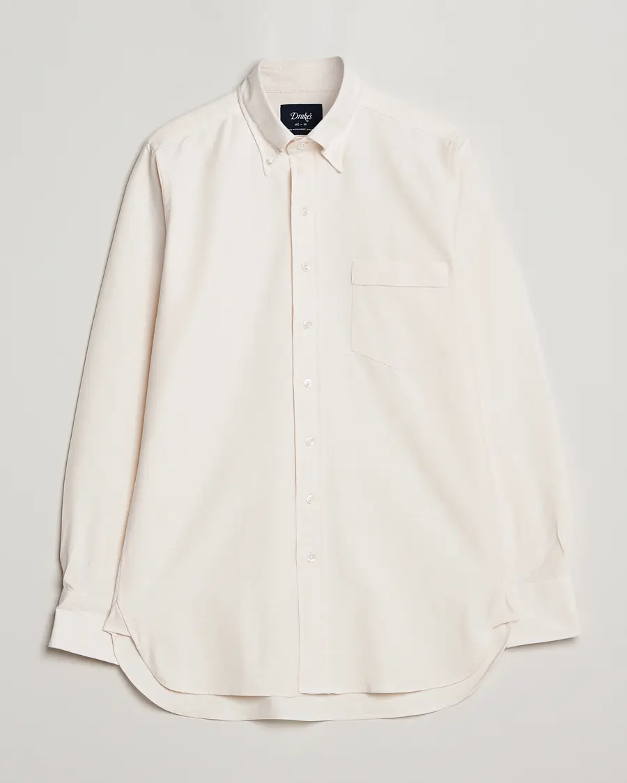 Drake's Button Down Oxford Shirt Cream