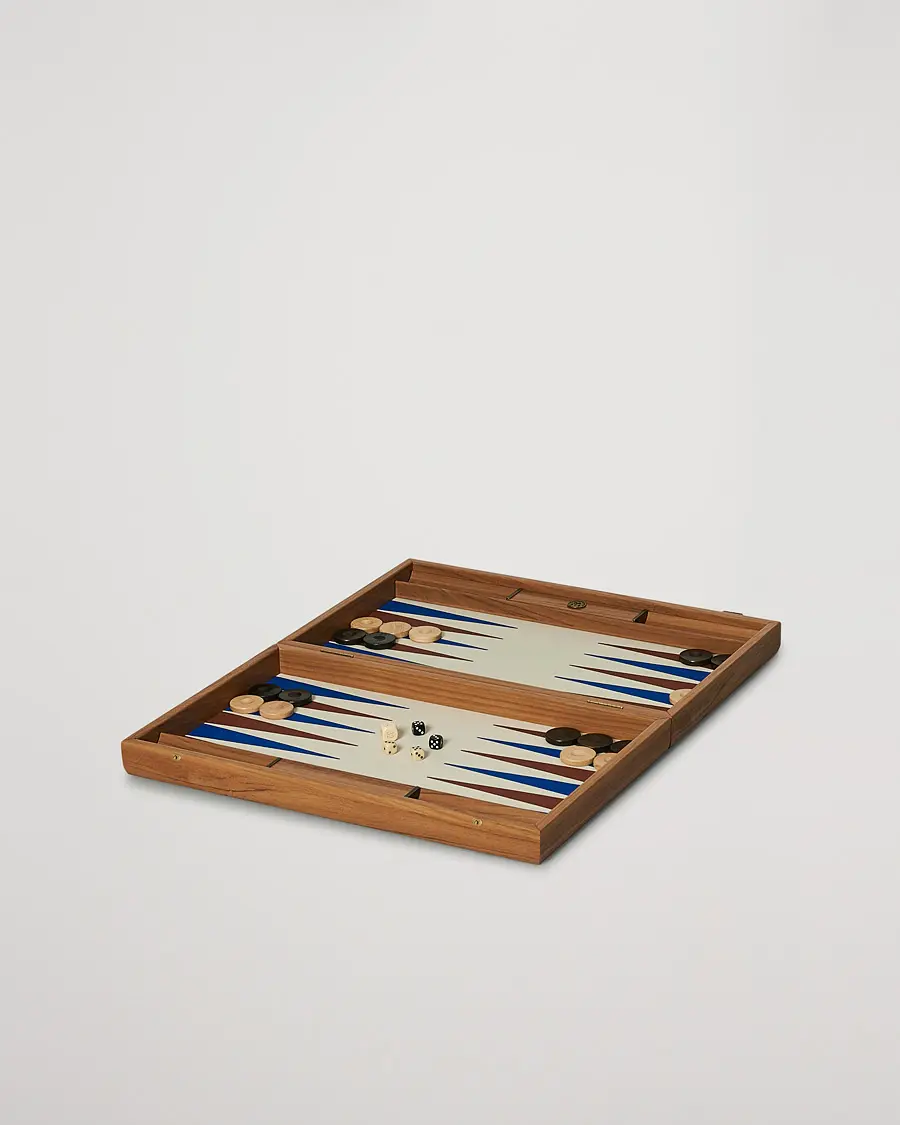 Manopoulos Wooden Leatherette Backgammon Set Beige