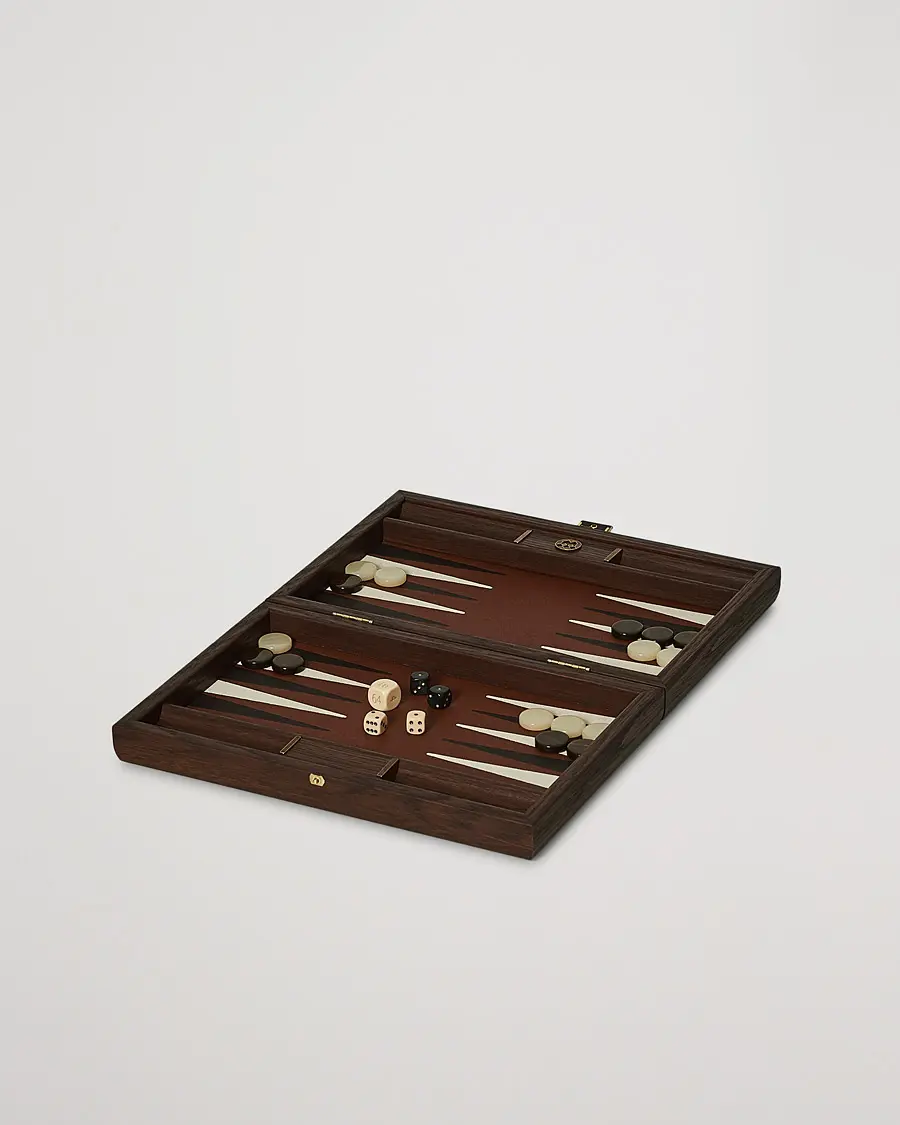 Manopoulos Small Leatherette Backgammon Set Caramel Brown