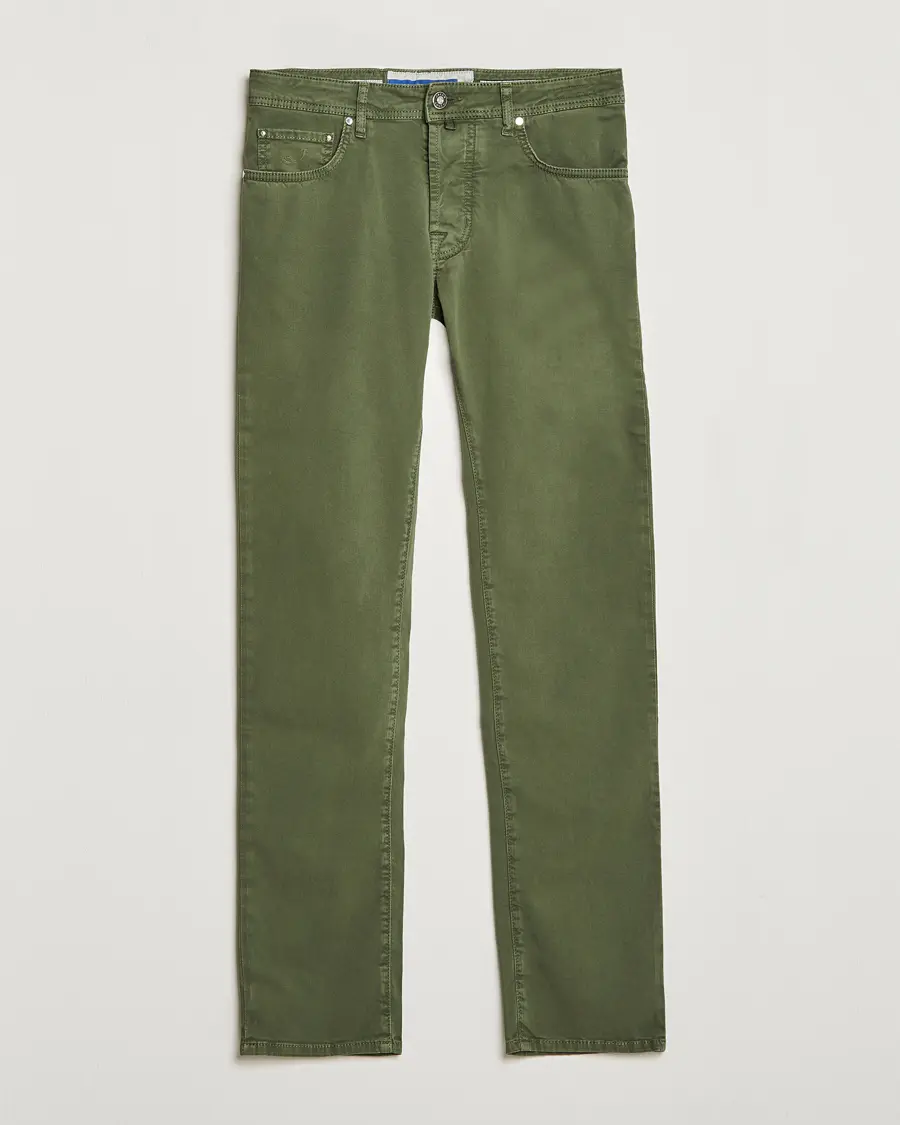 Jacob Cohën Bard Garment Dyed Gabardine Trousers Green