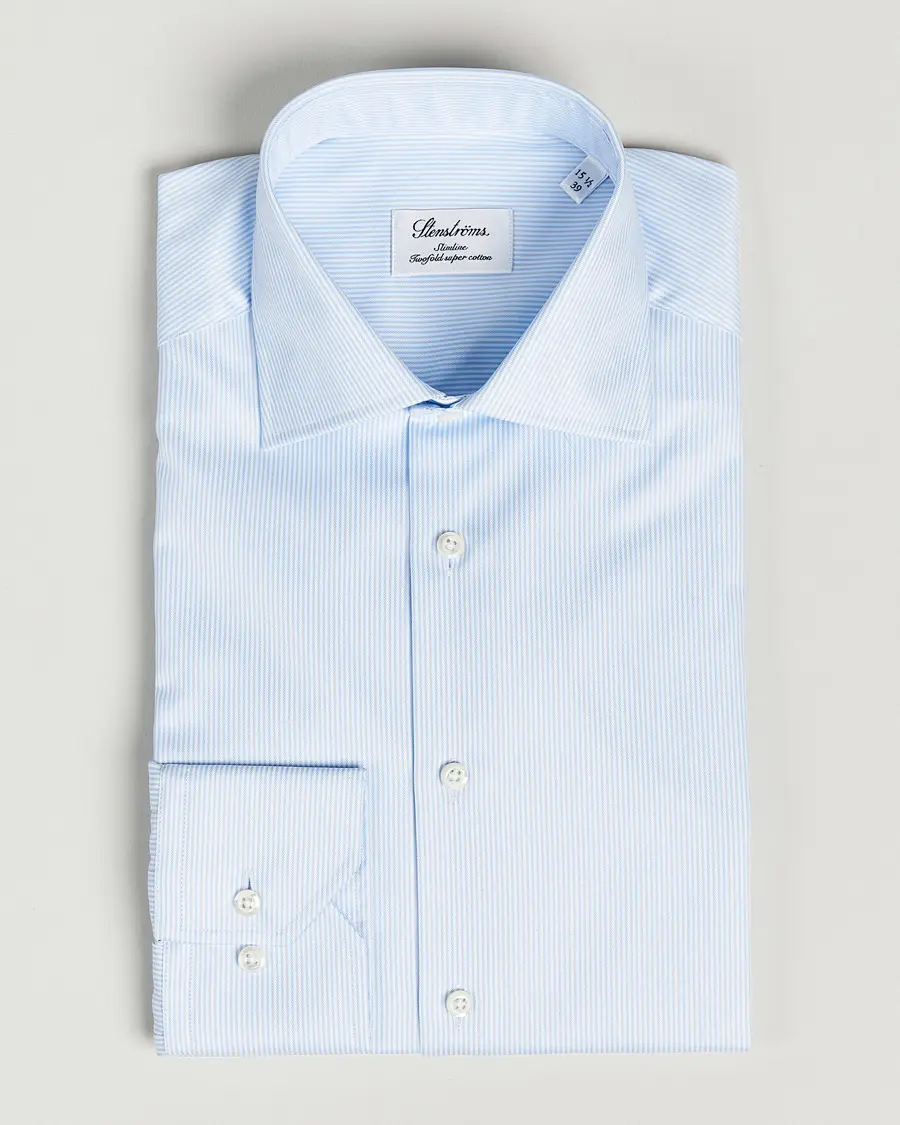 Stenströms Slimline Thin Stripe Shirt White/Blue