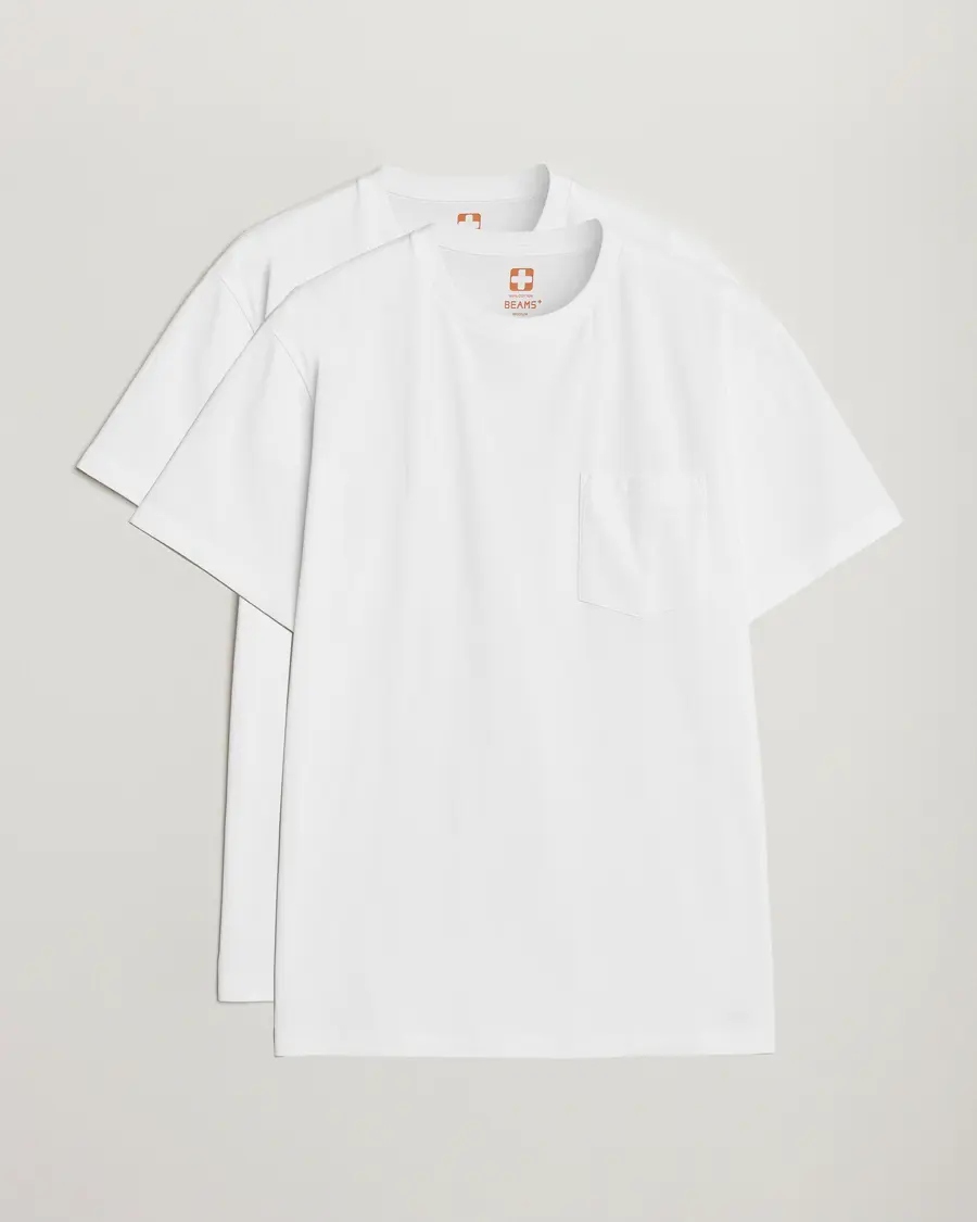 BEAMS PLUS 2-Pack Pocket T-Shirt White