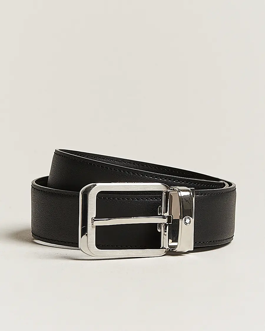 Montblanc Black 35 mm Leather belt Black