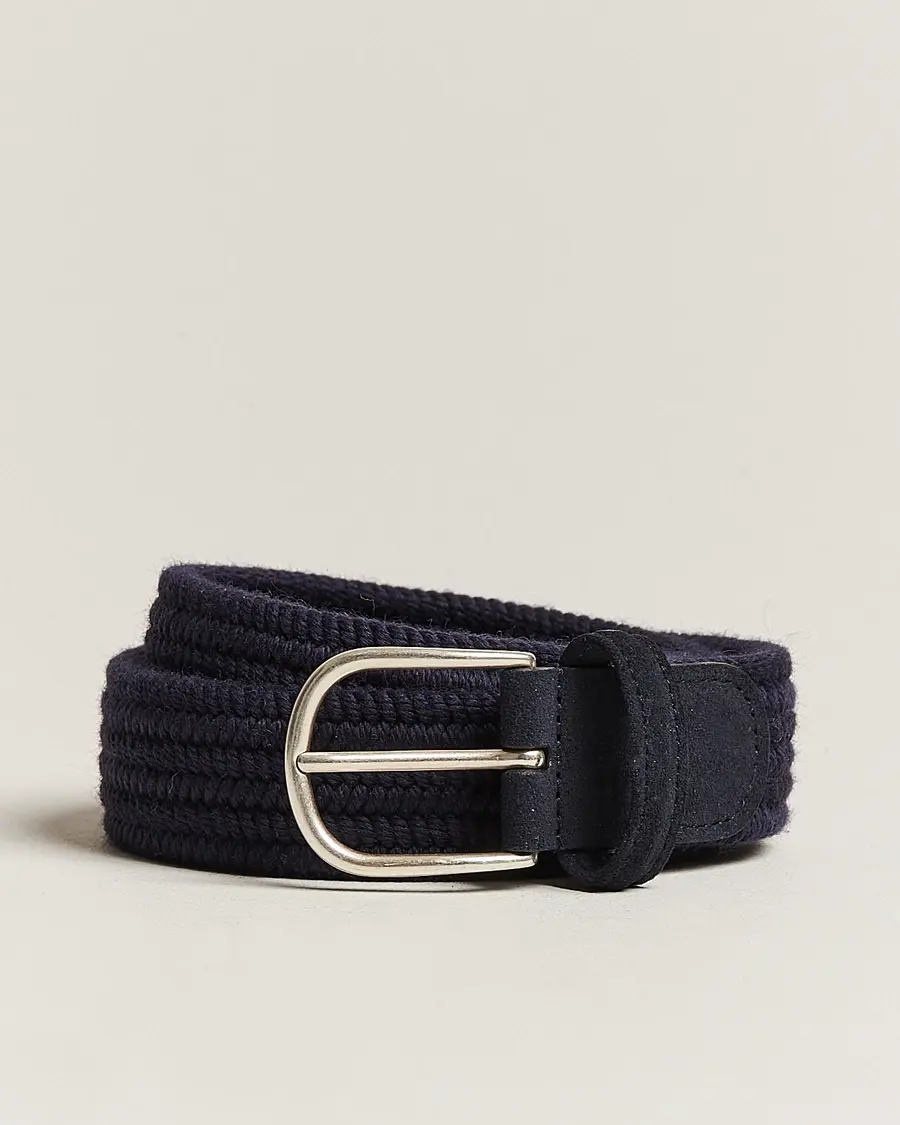 Anderson's Braided Wool Belt Navy