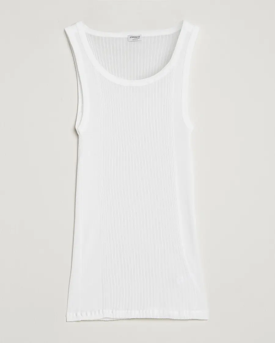 Zimmerli of Switzerland Ribbed Mercerized Cotton Tank Top White