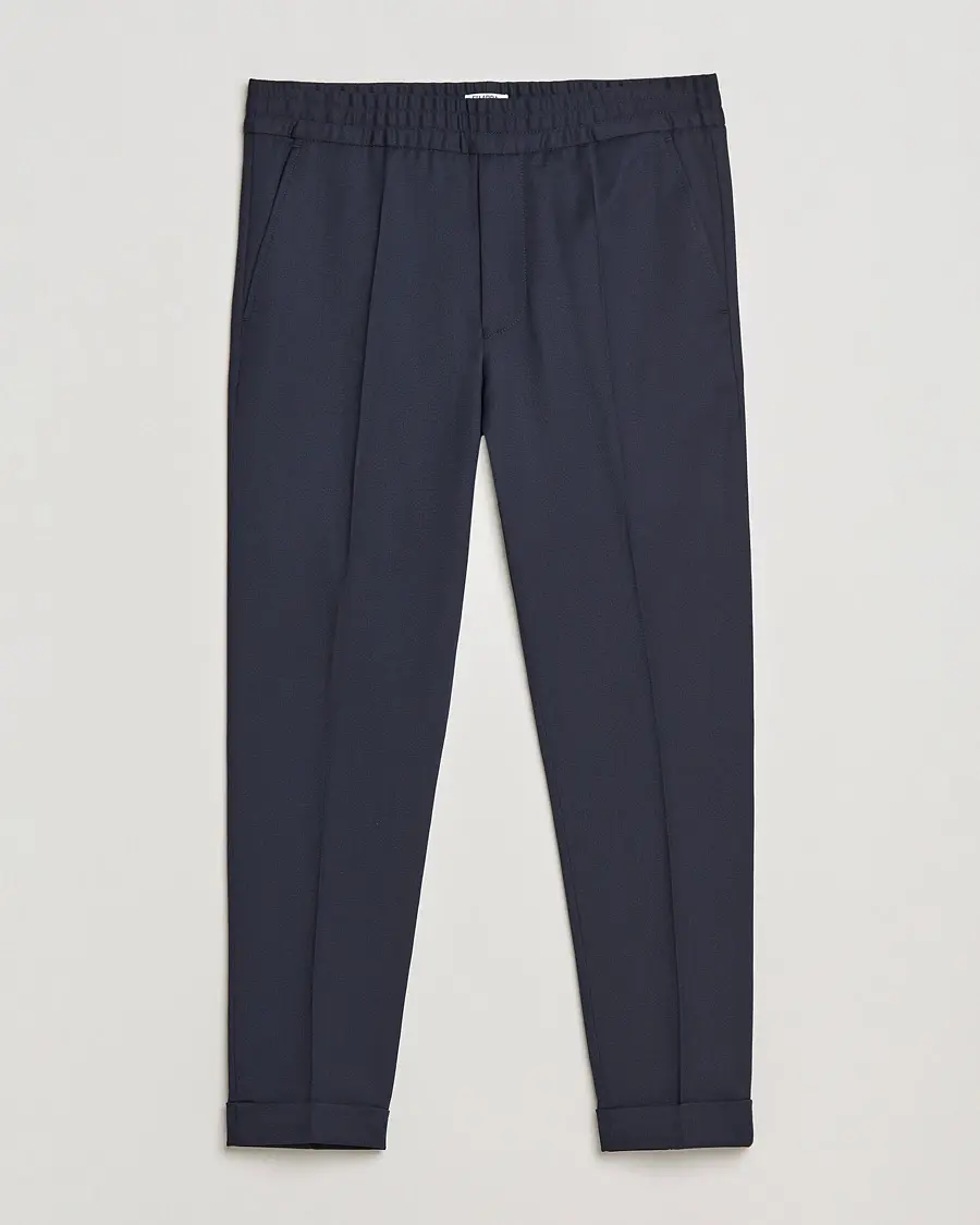 Filippa K Terry Gabardine Cropped Turn Up Trousers Navy