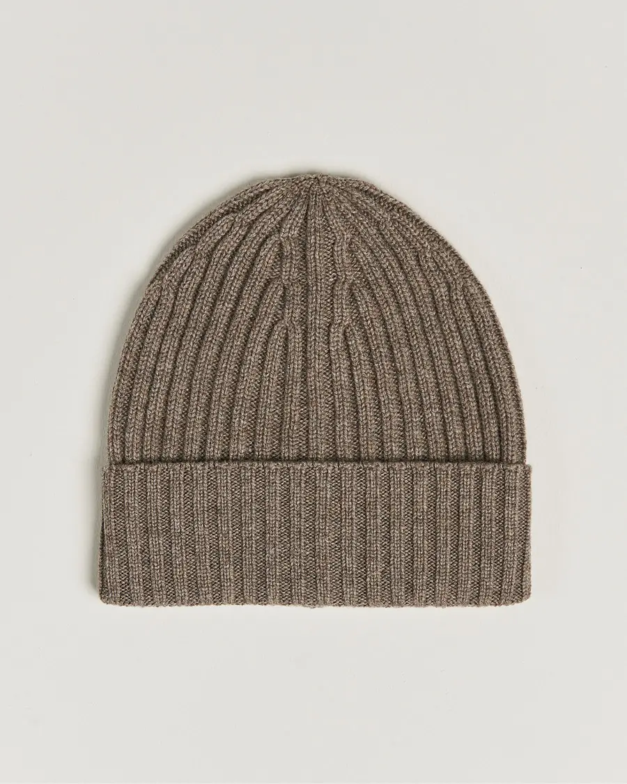 Piacenza Cashmere Ribbed Cashmere Beanie Taupe