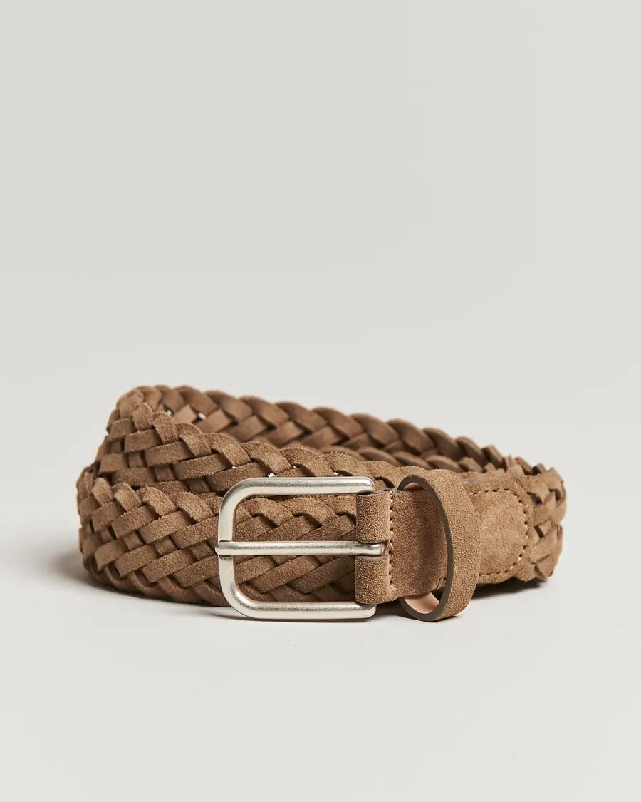 Anderson's Woven Suede Belt 3 cm Beige