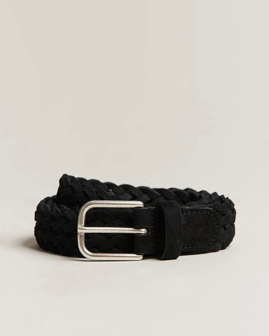 Anderson's Woven Suede Belt 3 cm Black