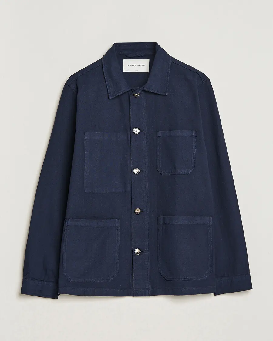 A Day's March Herringbone Overshirt Navy