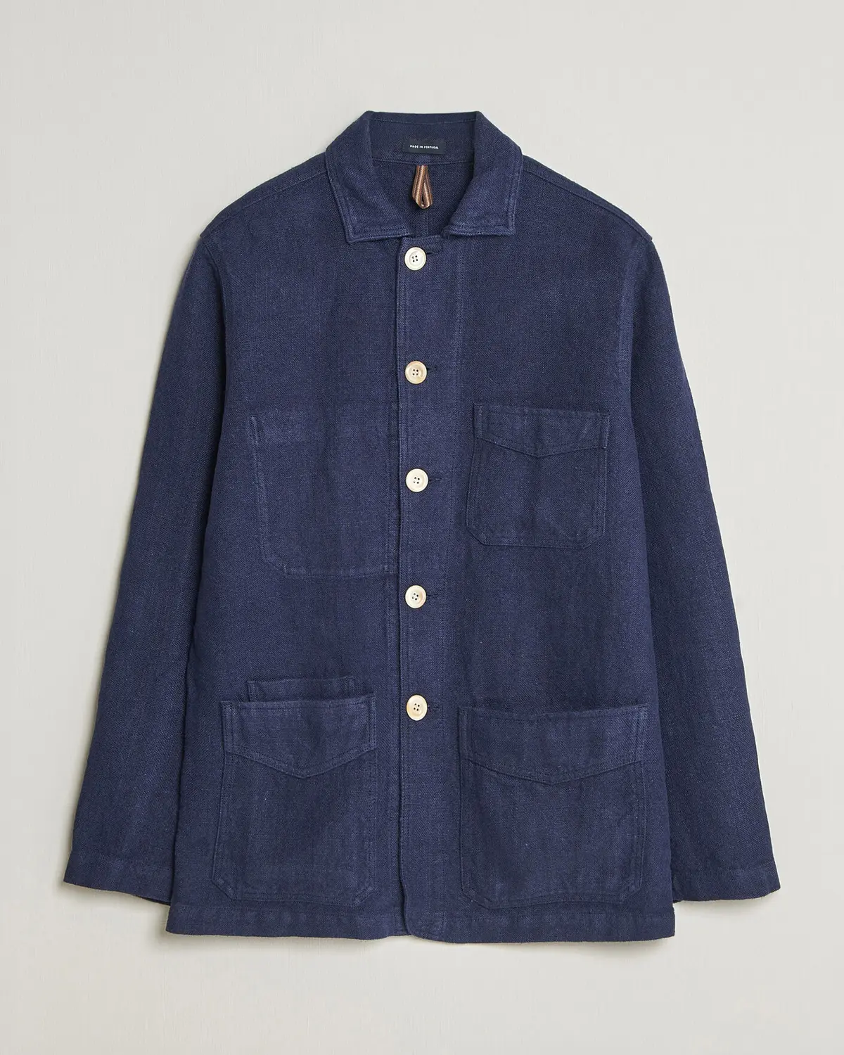 Drake's Heavy Linen 5-Pocket Chore Jacket Navy