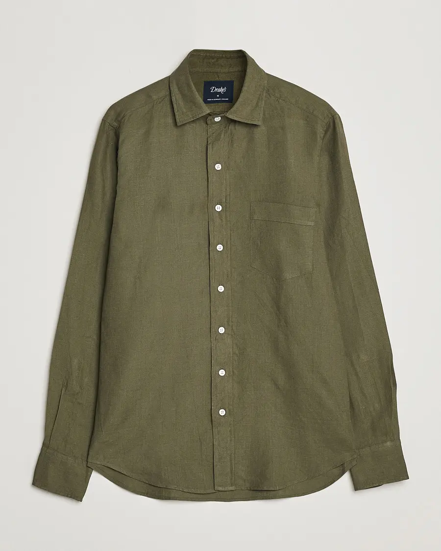 Drake's Linen Summer Shirt Green