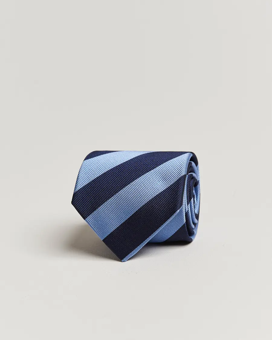 Amanda Christensen Regemental Stripe Classic Tie 8 cm Sky Blue/Navy