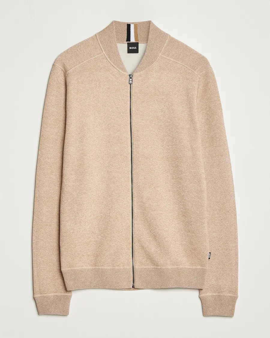 BOSS BLACK Onorto Full Zip Sweater Medium Beige