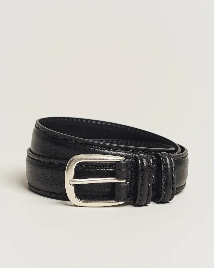 Anderson's Grained Leather Belt 3 cm Black