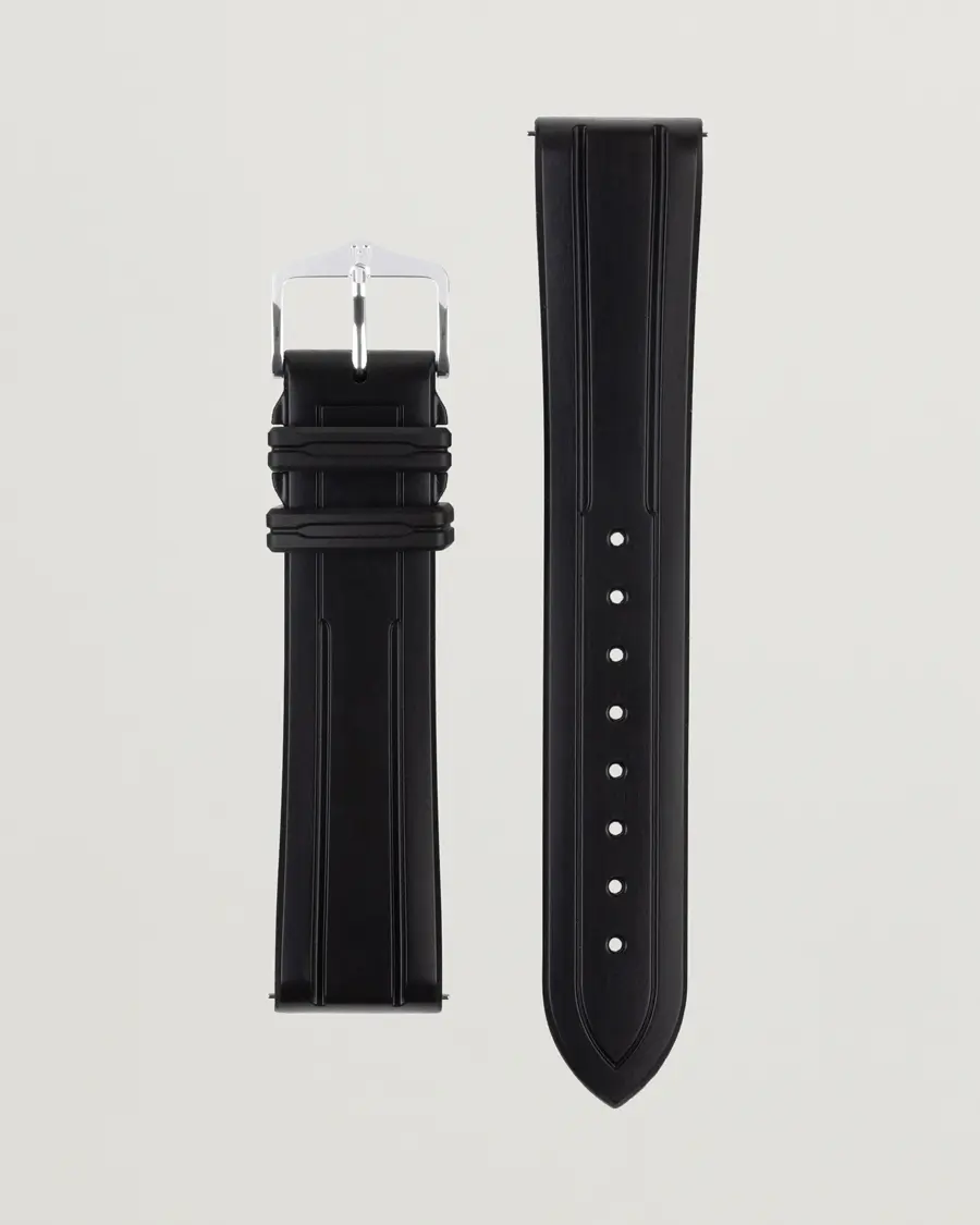HIRSCH Hevea Rubber Watch Strap Black