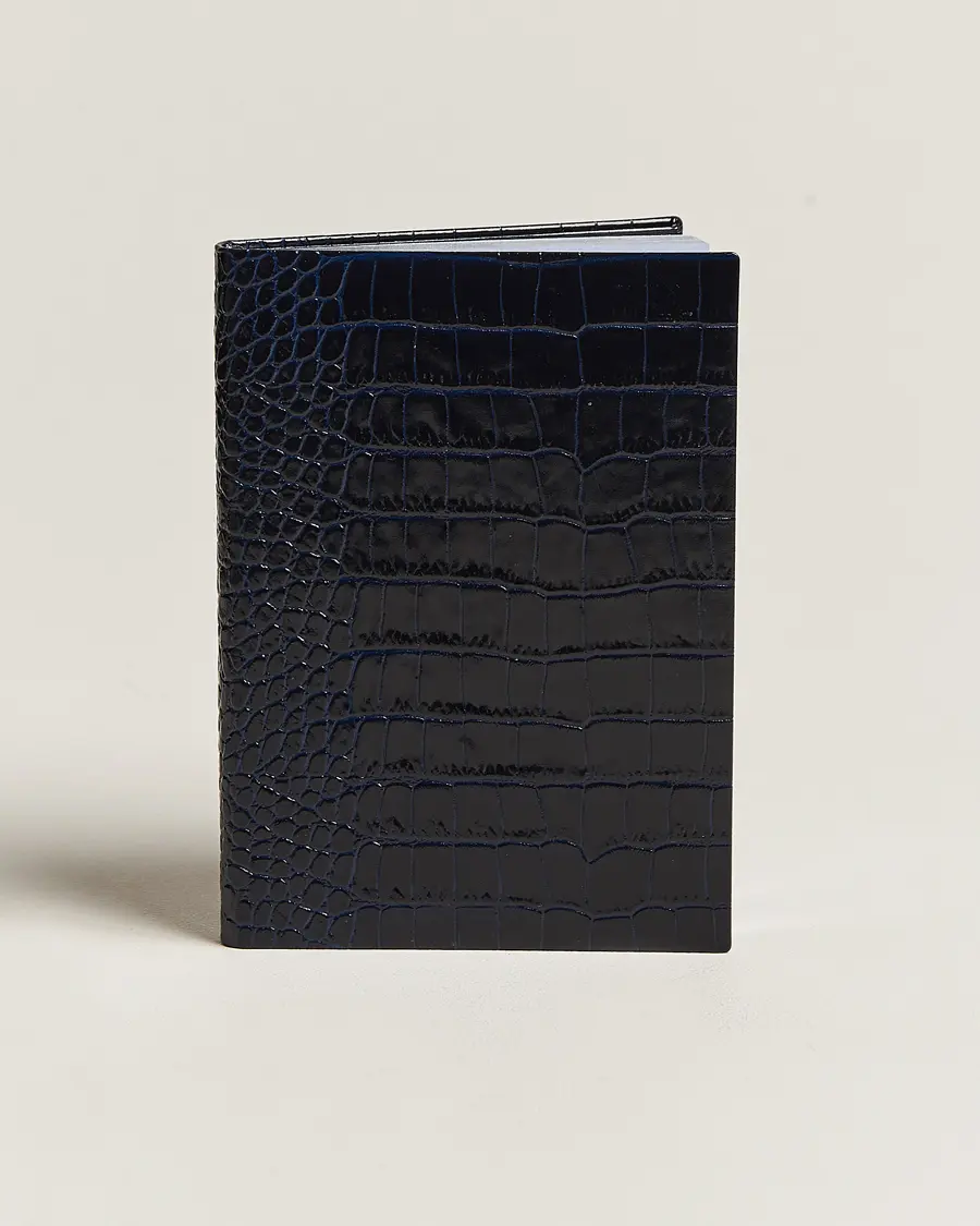 Smythson Mara Leather Notebook Navy