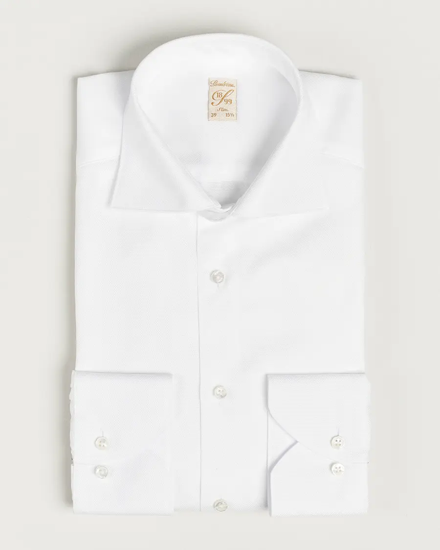 Stenströms 1899 Slim Cotton Royal Oxford Shirt White