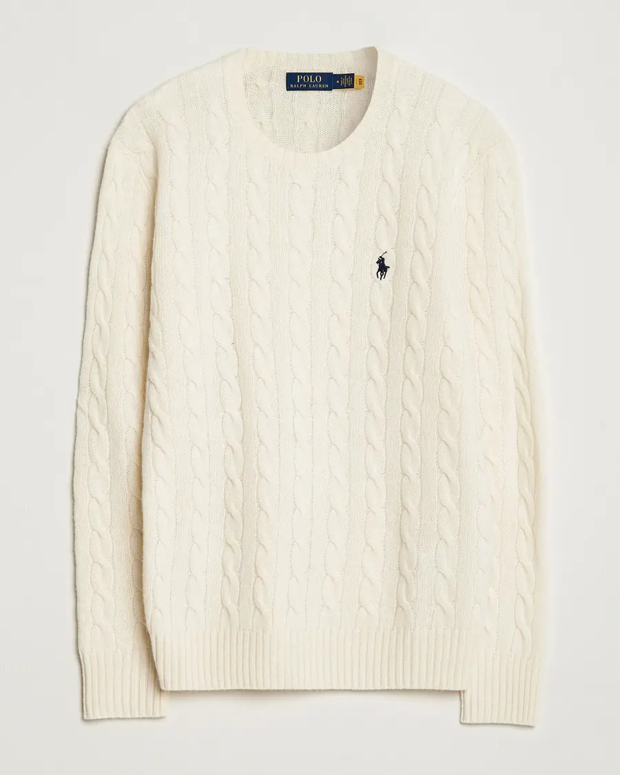 Polo Ralph Lauren Wool/Cashmere Cable Crew Neck Andover Cream