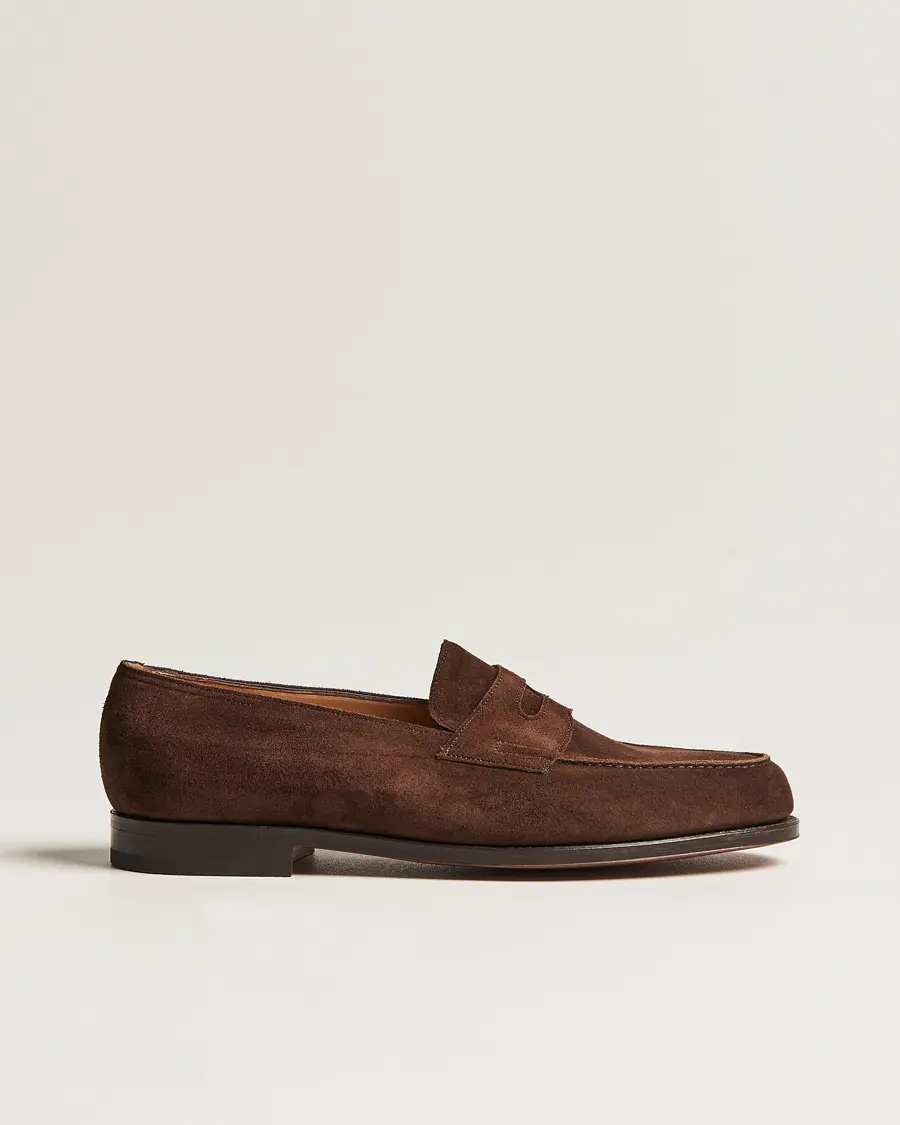 John Lobb Lopez Penny Loafer Dark Brown Suede