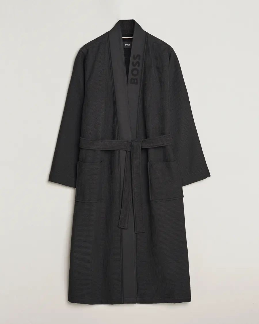 BOSS BLACK Waffle Robe Black
