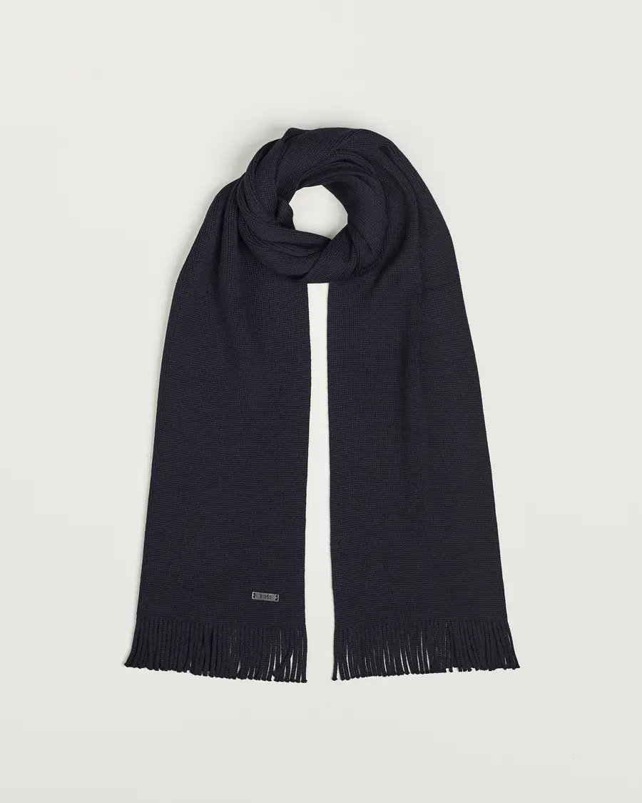 BOSS BLACKAlbas Wool ScarfDark Blue