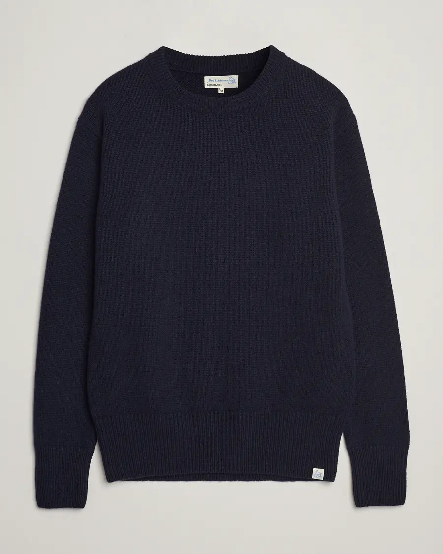 Merz b. Schwanen Merino/Cashmere Knitted Sweater Dark Navy