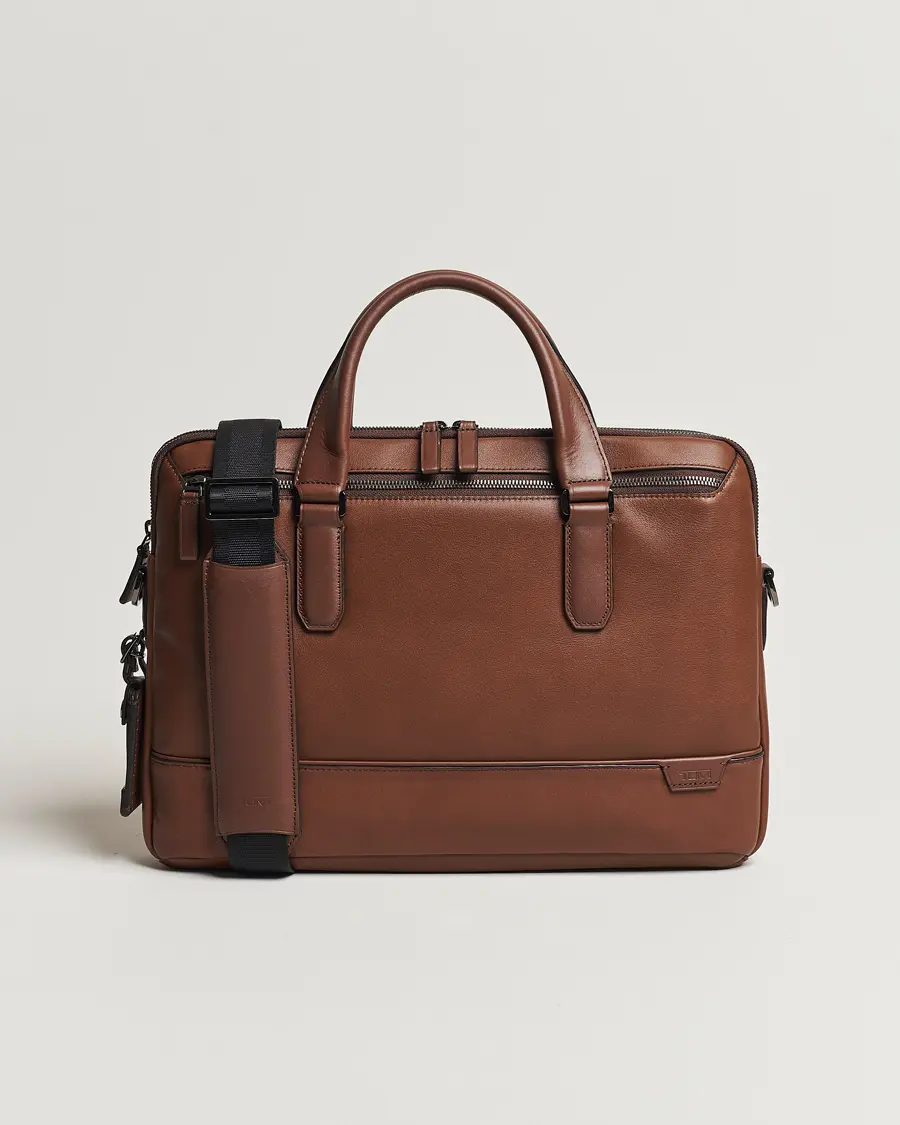 TUMI Harrison Sycamore Slim Leather Brief Cognac