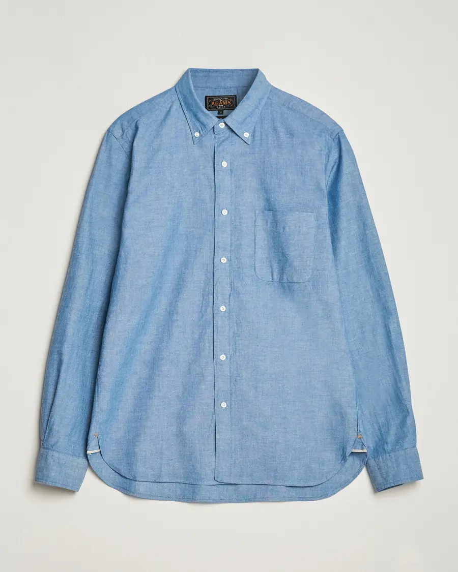 BEAMS PLUS Chambray Button Down Shirt Blue