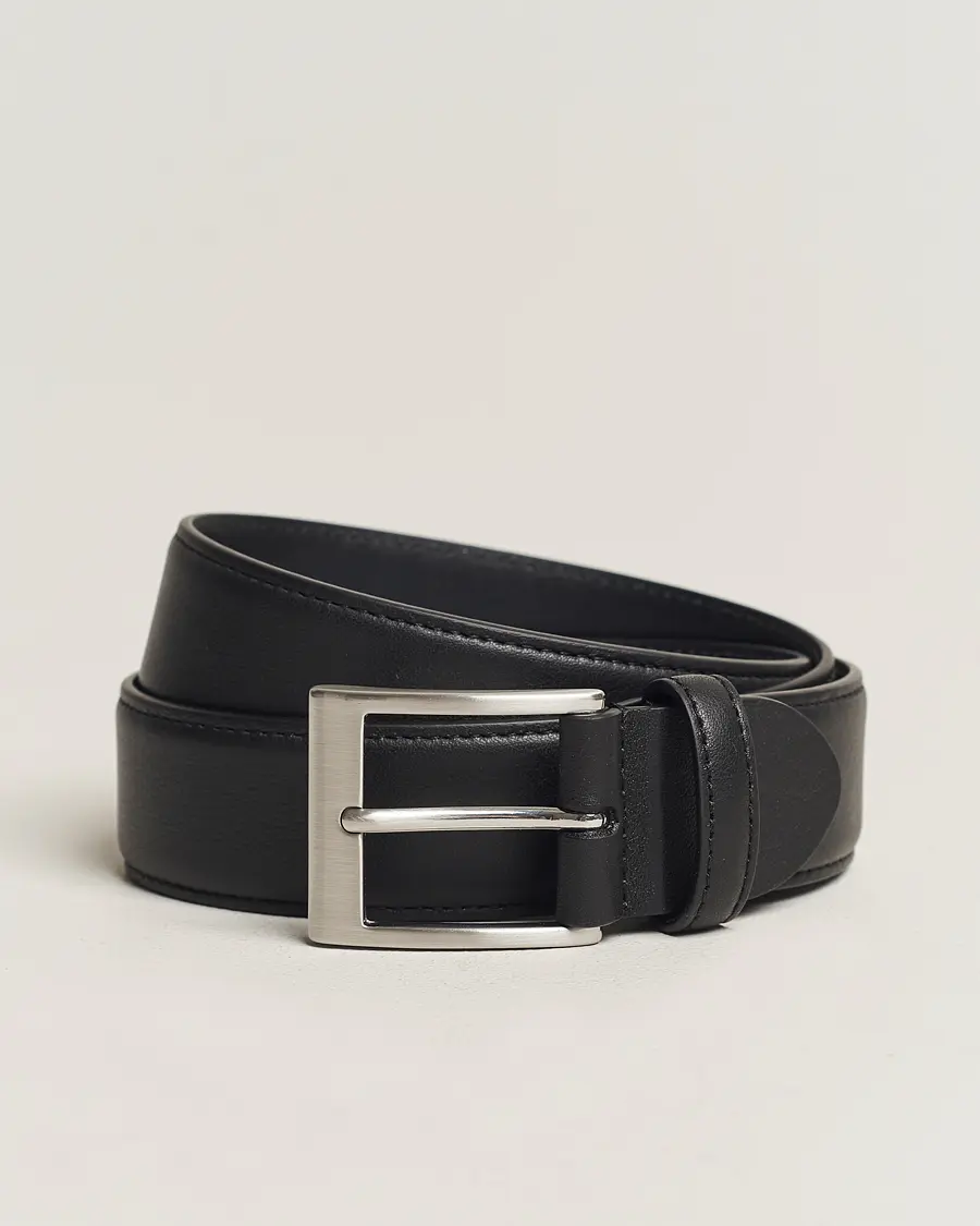 Canali Classic Leather Belt Black Calf