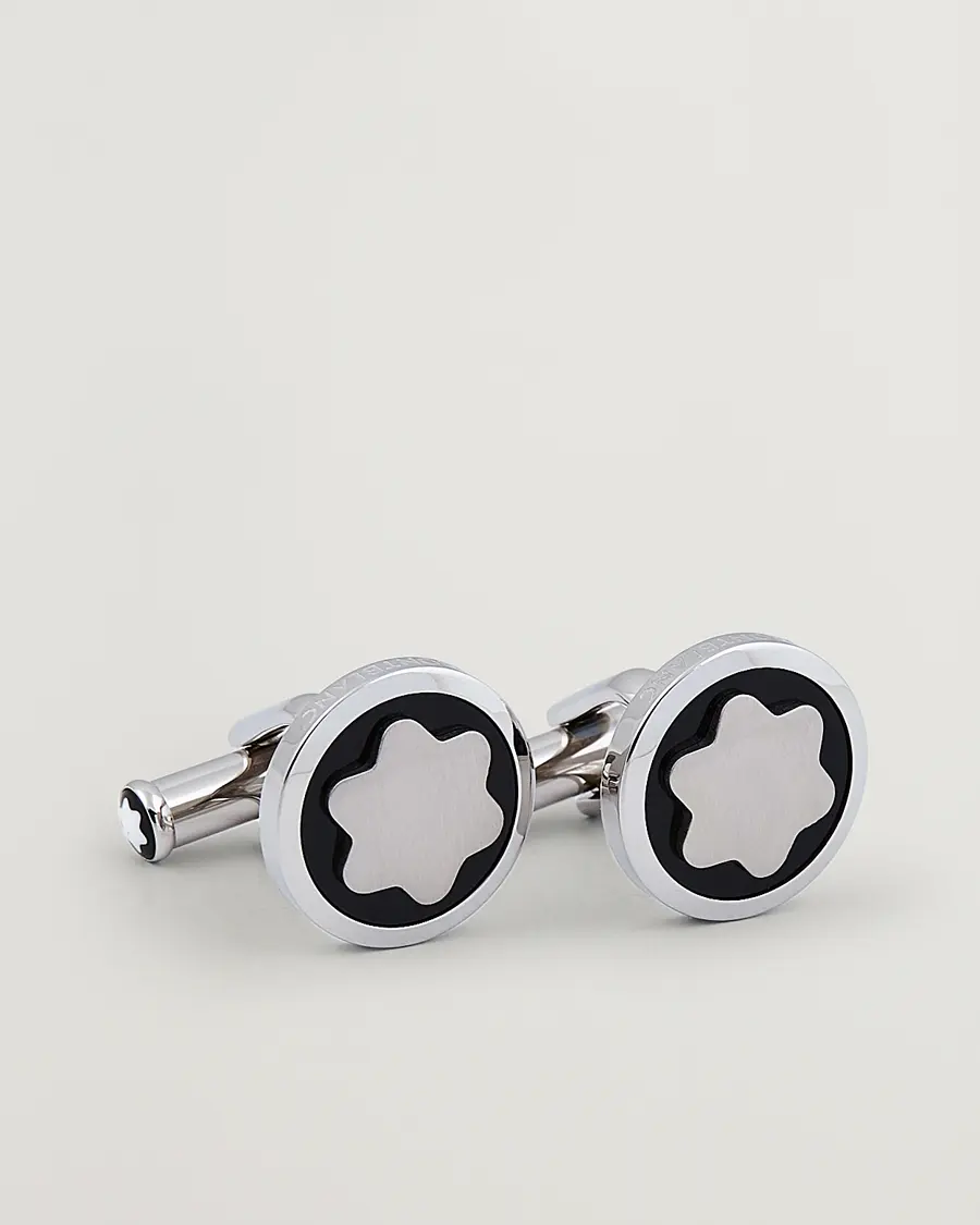 Montblanc Cufflinks Steel Snowcap Onyx