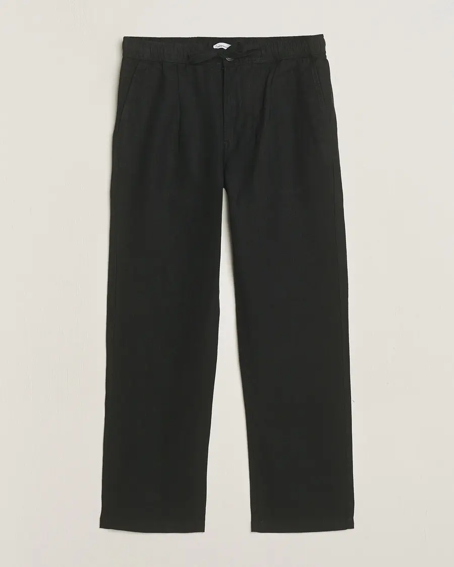 KnowledgeCotton Apparel Loose Linen Pants Black