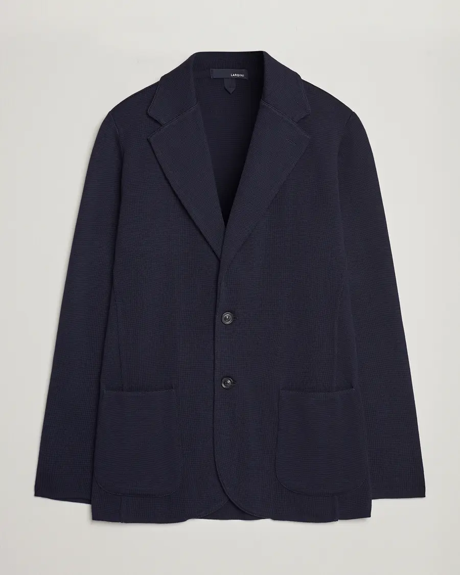 Lardini Knitted Wool Blazer Navy