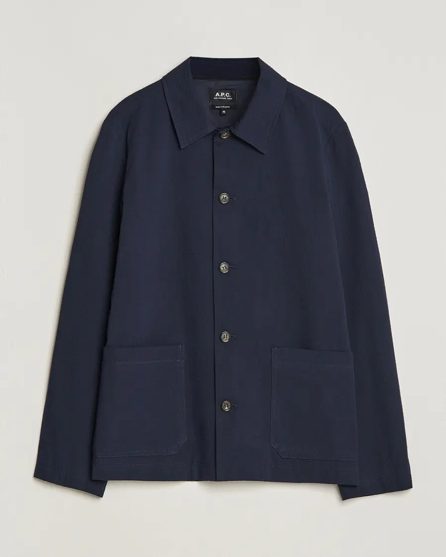 A.P.C. Brest Seersucker Overshirt Dark Navy
