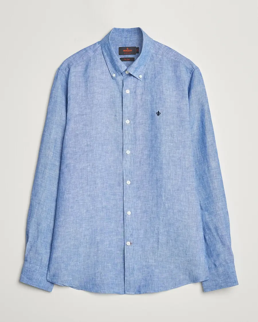 Morris Douglas Linen Button Down Shirt Blue