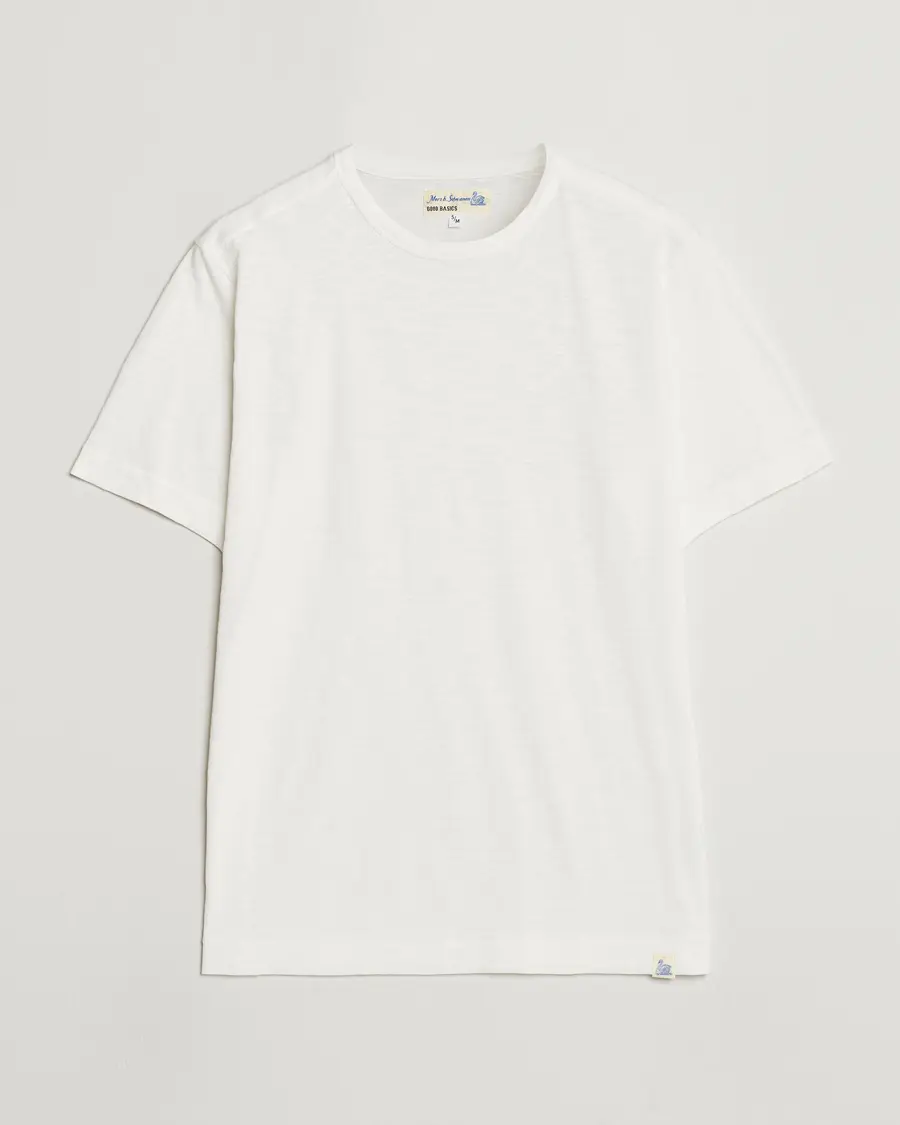 Merz b. Schwanen Organic Pima Cotton Slub Crew Neck T-Shirt White
