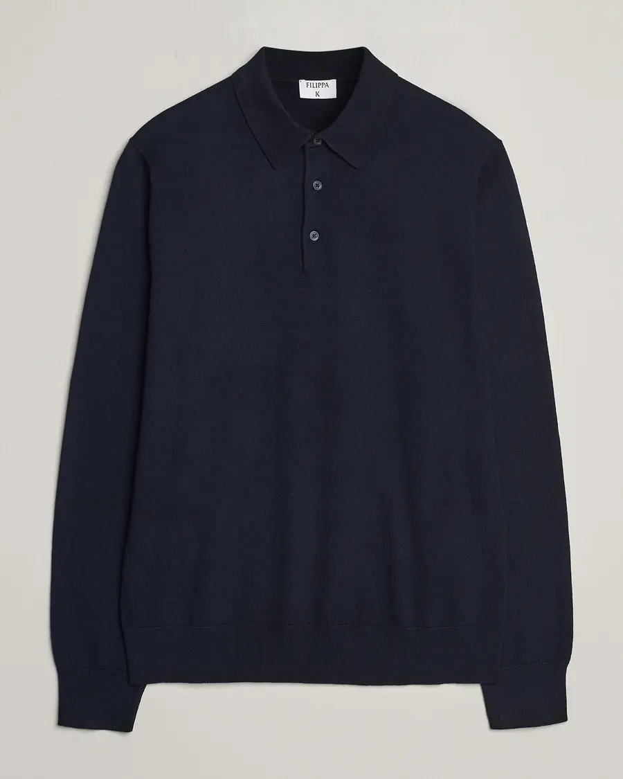 Filippa K Knitted Polo Shirt Navy