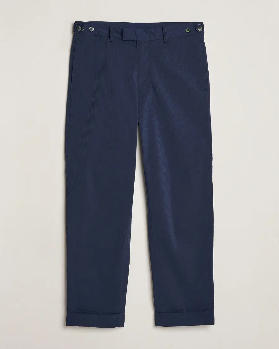 BEAMS PLUS Seersucker Ivy Trousers Navy