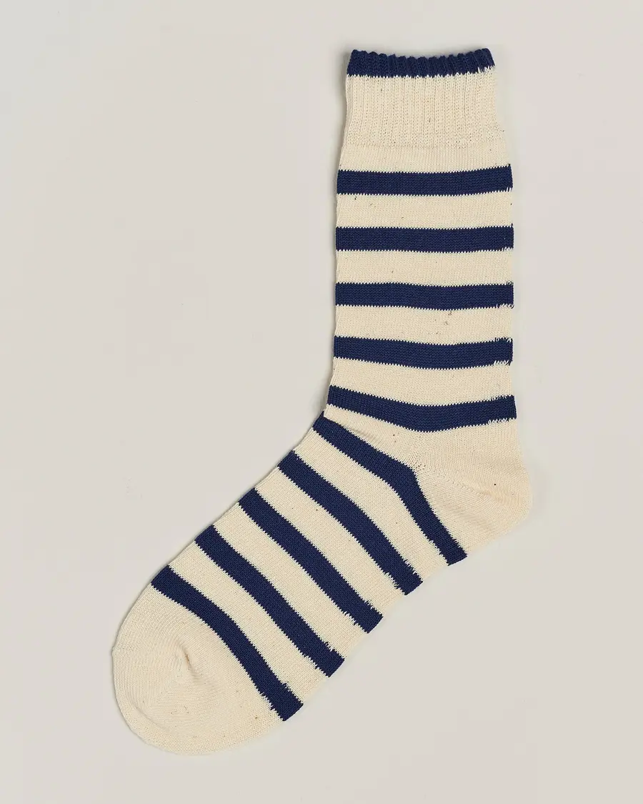 BEAMS PLUS2 Tone Stripe SocksWhite/Navy