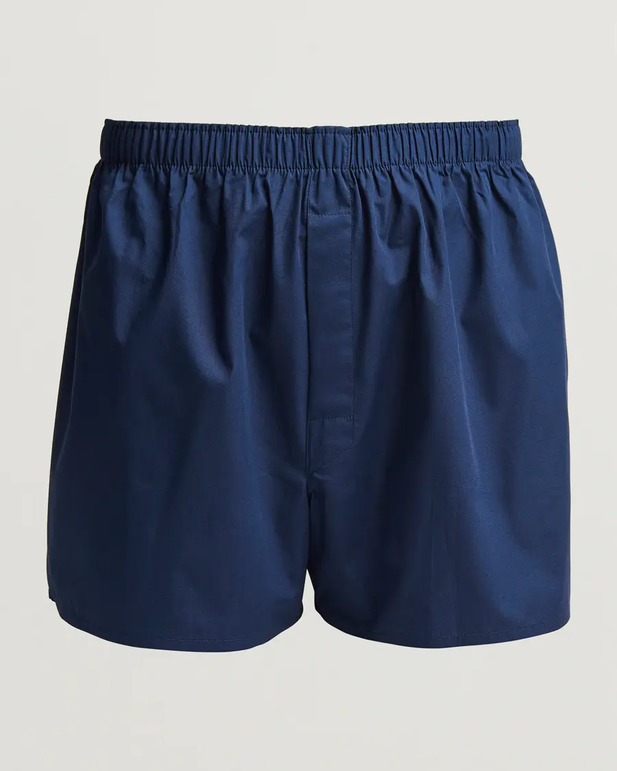 Sunspel Classic Woven Cotton Boxer Shorts Navy