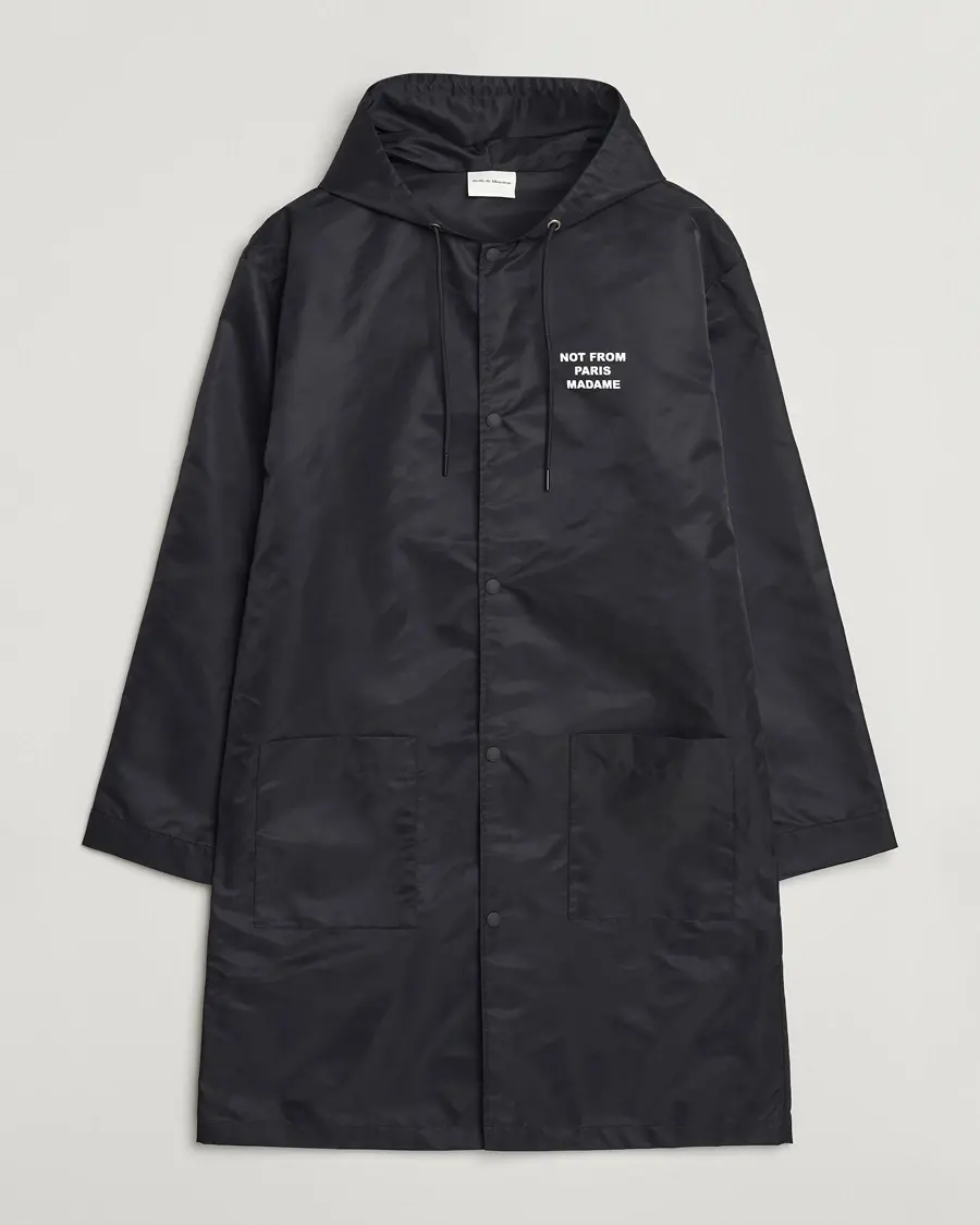 Drôle de Monsieur La Parka Slogan Coat Black
