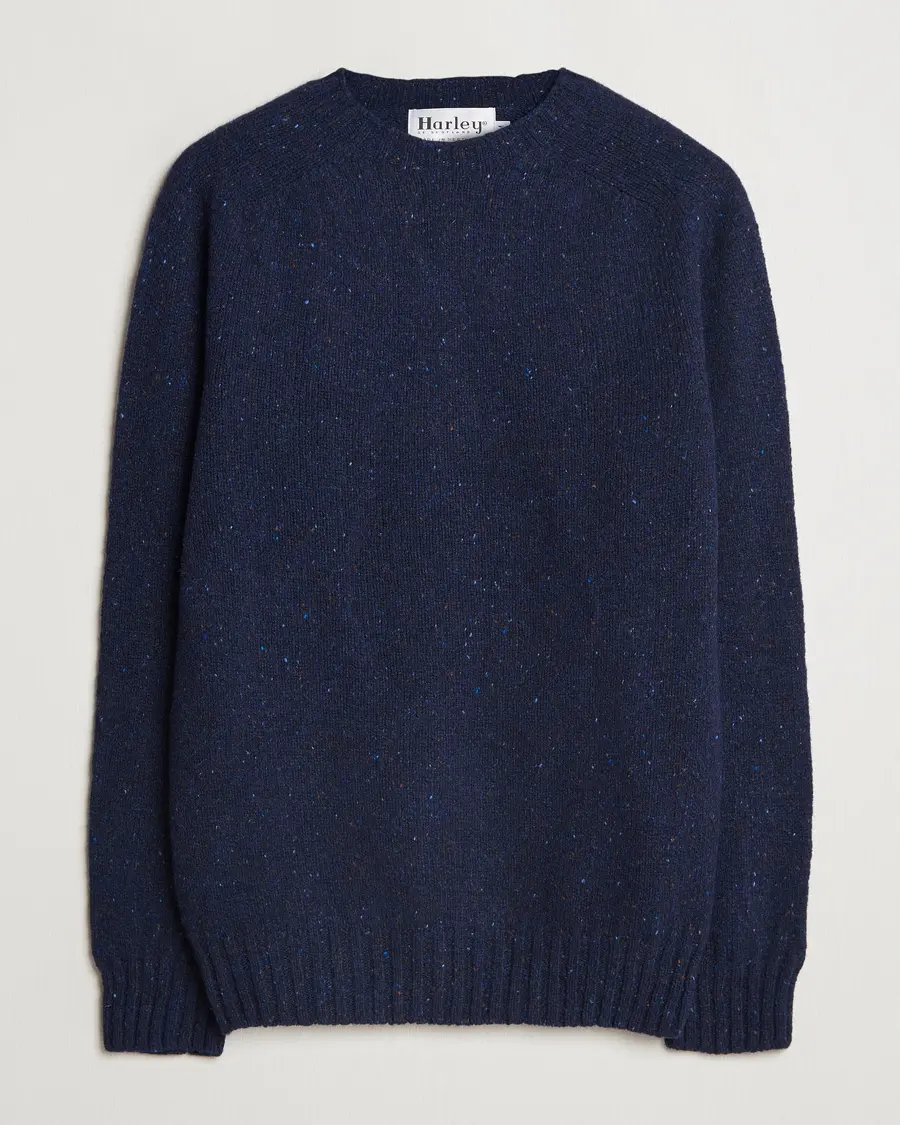 Harley Of Scotland Donegal Wool Crewneck Jura Blue