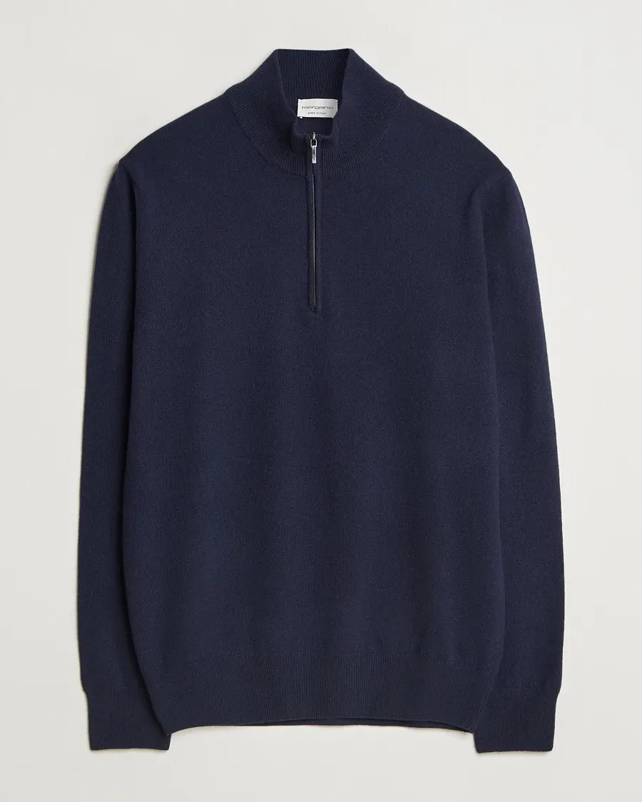 Morgano Wool/Cashmere Half-Zip Navy