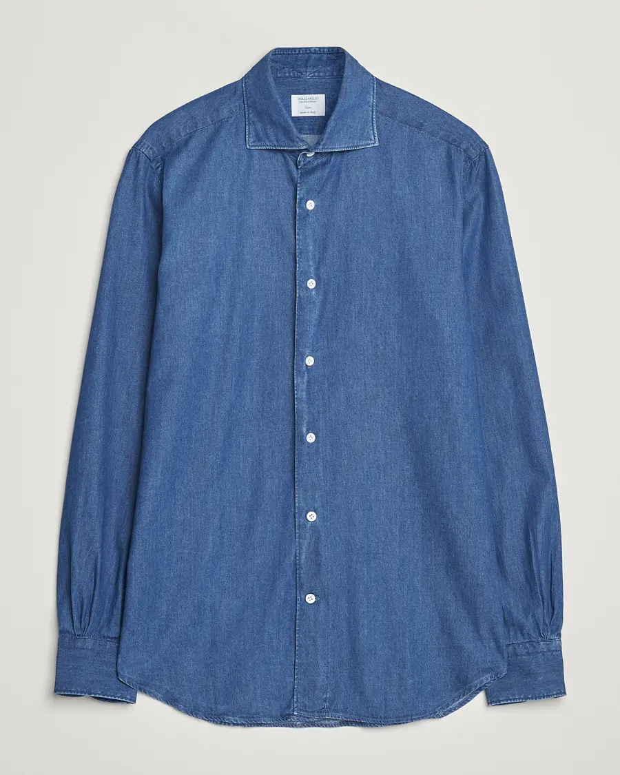 Mazzarelli Soft Cotton Denim Shirt Stone Wash