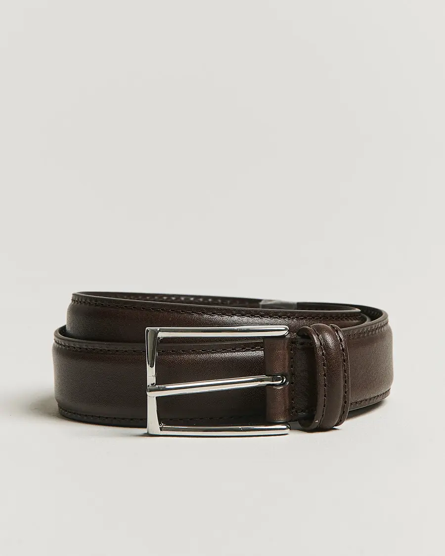 Anderson's Structure Leather Suit Belt 3 cm Dark Brown
