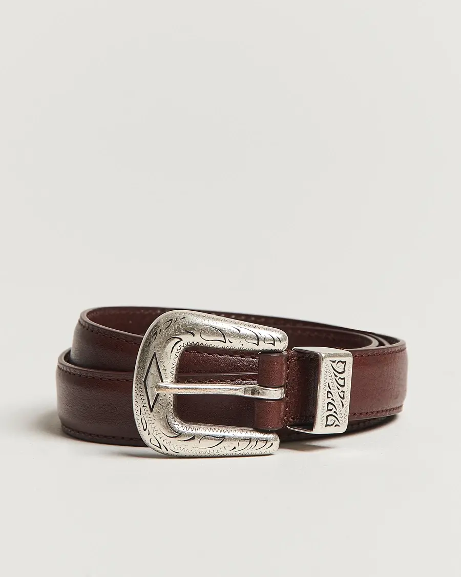 Anderson's Grained Western Leather Belt 2,5 cm Brown