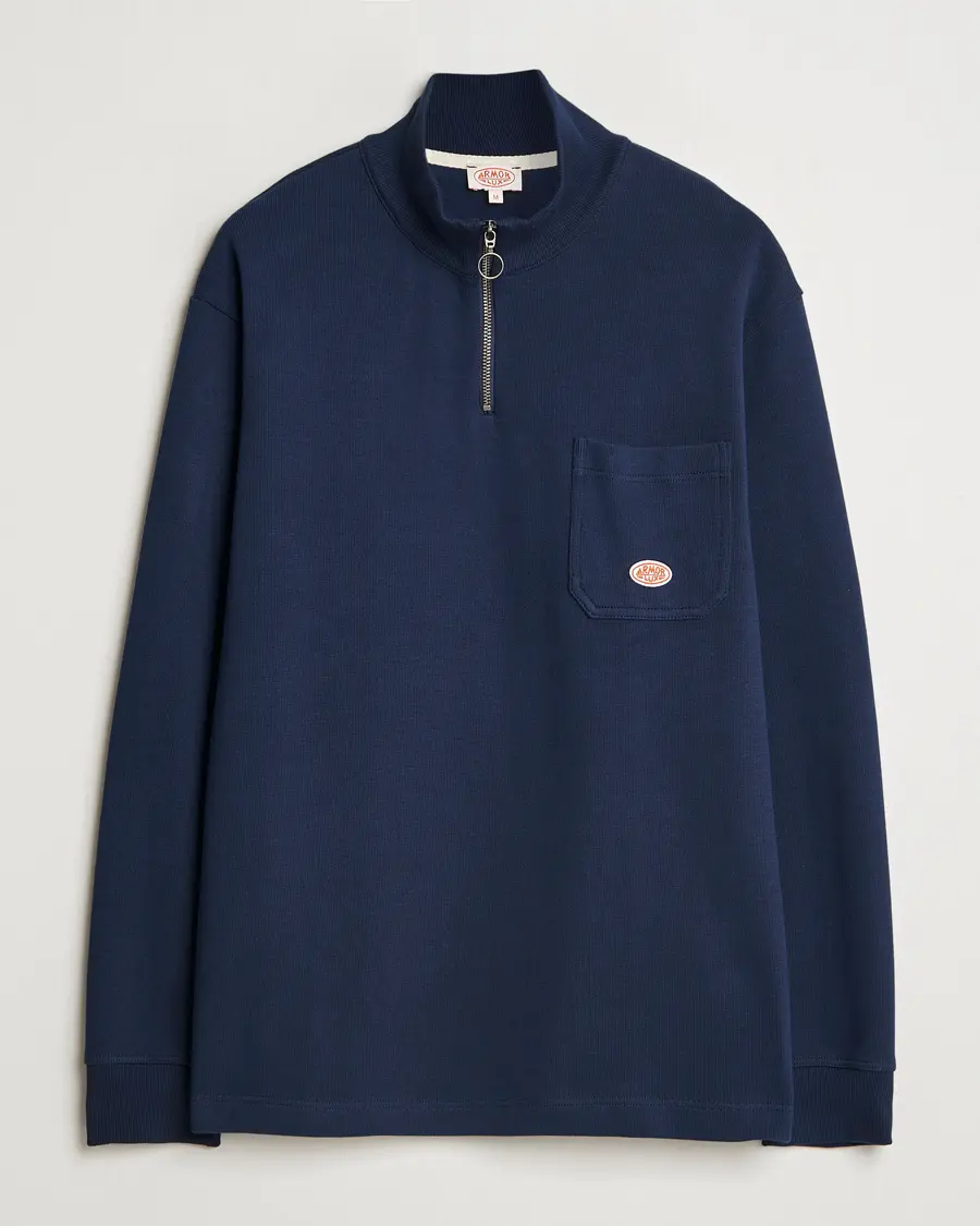 Armor-lux Camionneur Cotton Half Zip Sweater Deep Marine