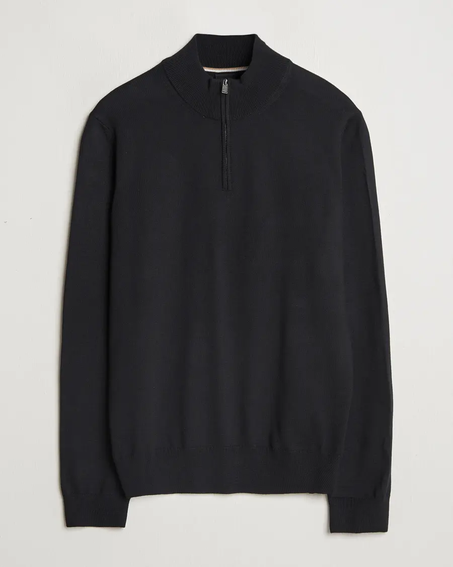 BOSS BLACK Ebenji Merino Knitted Half Zip Black