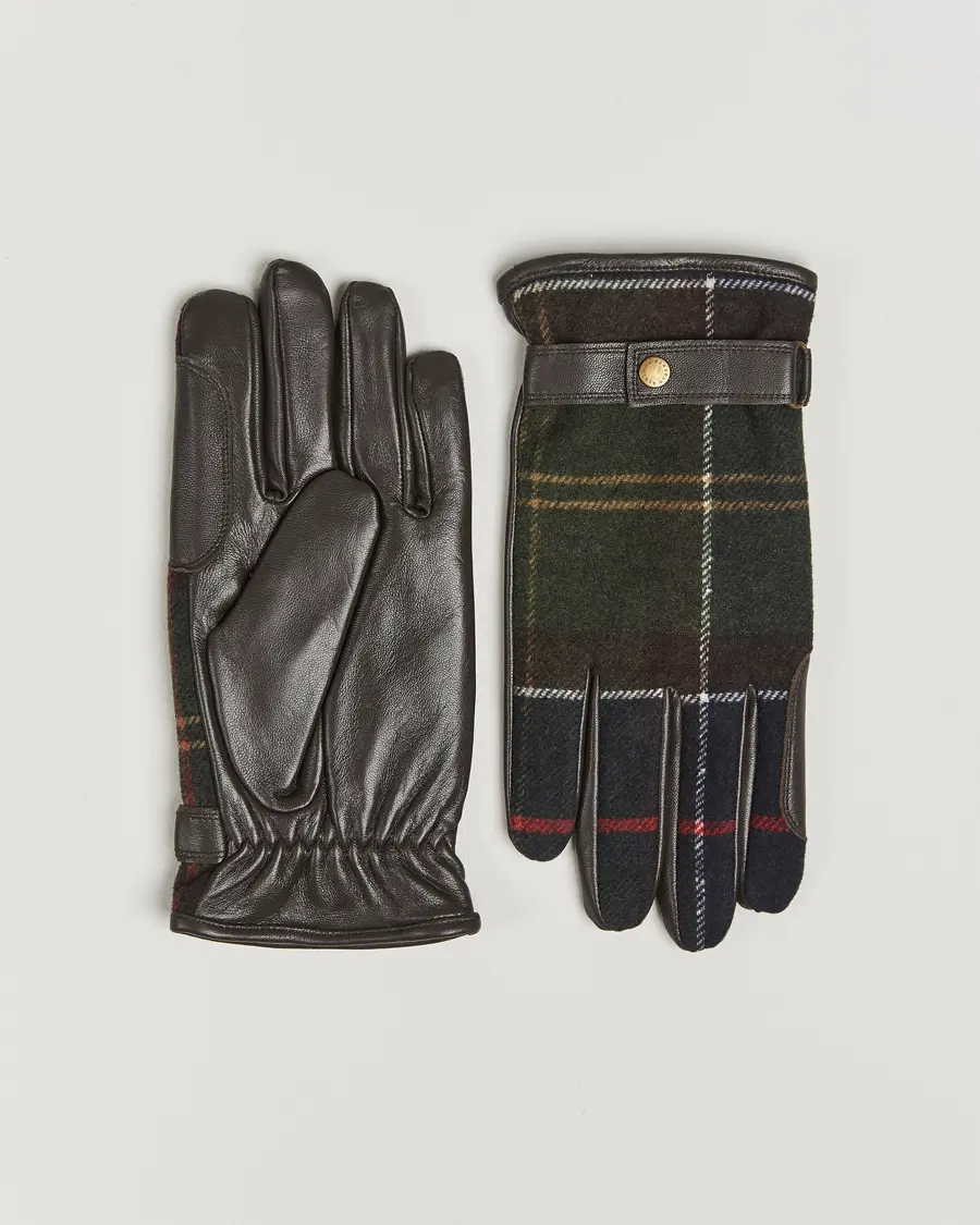 Barbour Lifestyle Newbrough Tartan Leather Gloves Classic Tartan